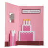 carte d'anniversaire pop-up rose ouverte