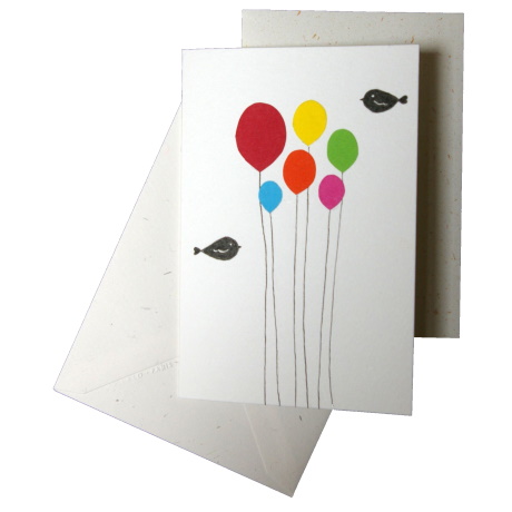 carte aux ballons en papiers multicolores