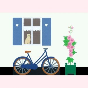 carte postale à la bicyclette bleue