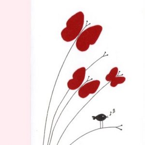 Carte postale aux papillons en feutrine rougeCarte postale aux papillons en feutrine rouge