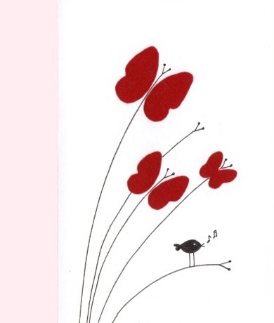 Carte postale aux papillons en feutrine rougeCarte postale aux papillons en feutrine rouge