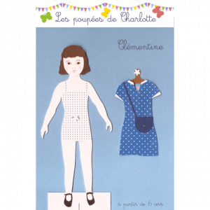 Clémentine et sa robe bleue à pois blancs