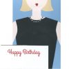 carte postale anniversaire femme blonde