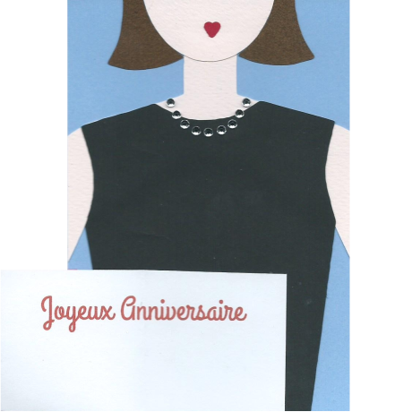 carte postale anniversaire femme brune