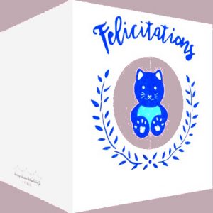 carte félicitations chat bleu